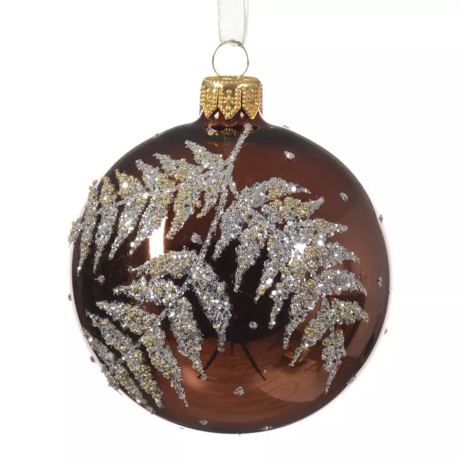 Lot de 6 boules de Noël (D80 mm) en verre Fégy Brun café 1