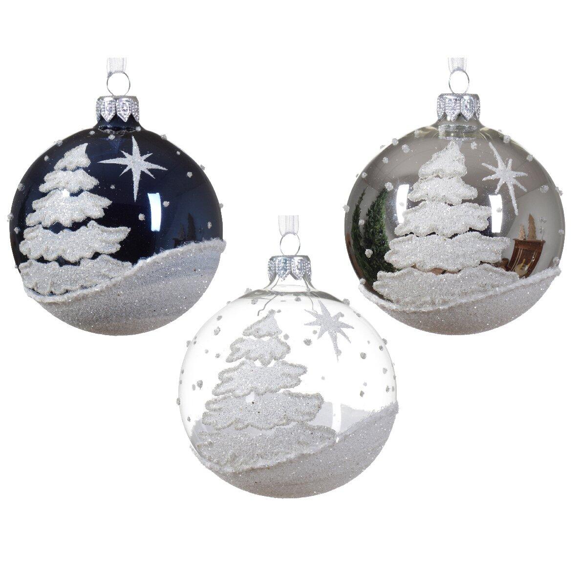 Set van 6 kerstballen (D80 mm) en verre Nuit d'hiver  1