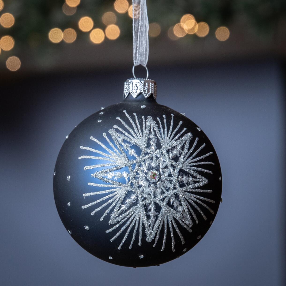 Lot de 6 boules de Noël (D80 mm) en verre Polaris Bleu nuit 1