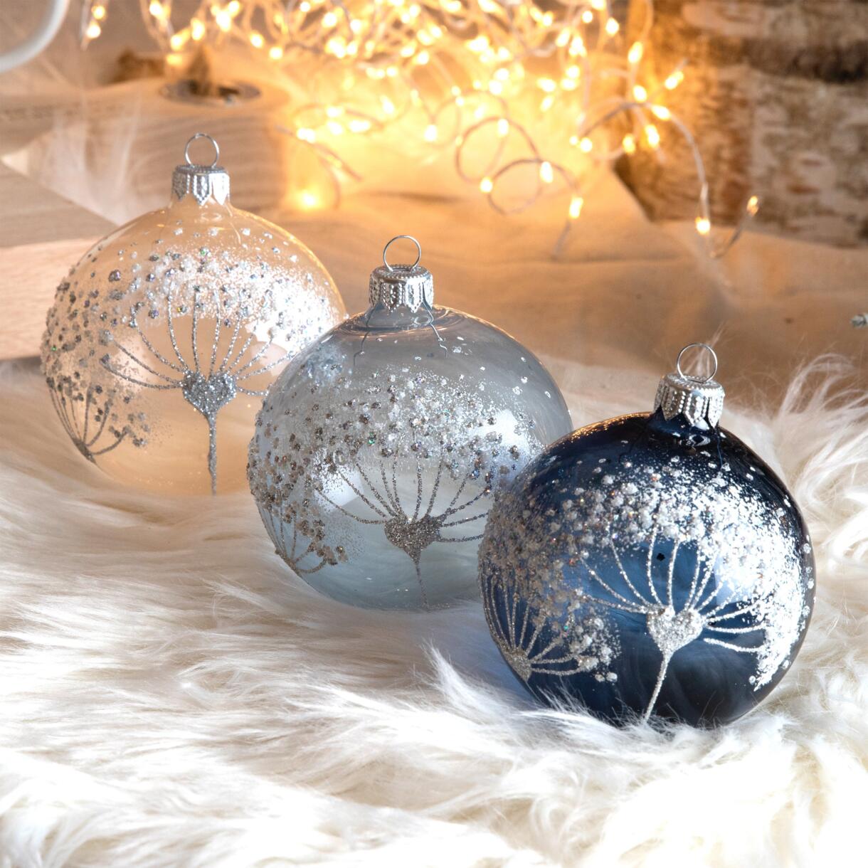 Lote de 6 bolas de Navidad (D80 mm) en vidrio Caucasia  1