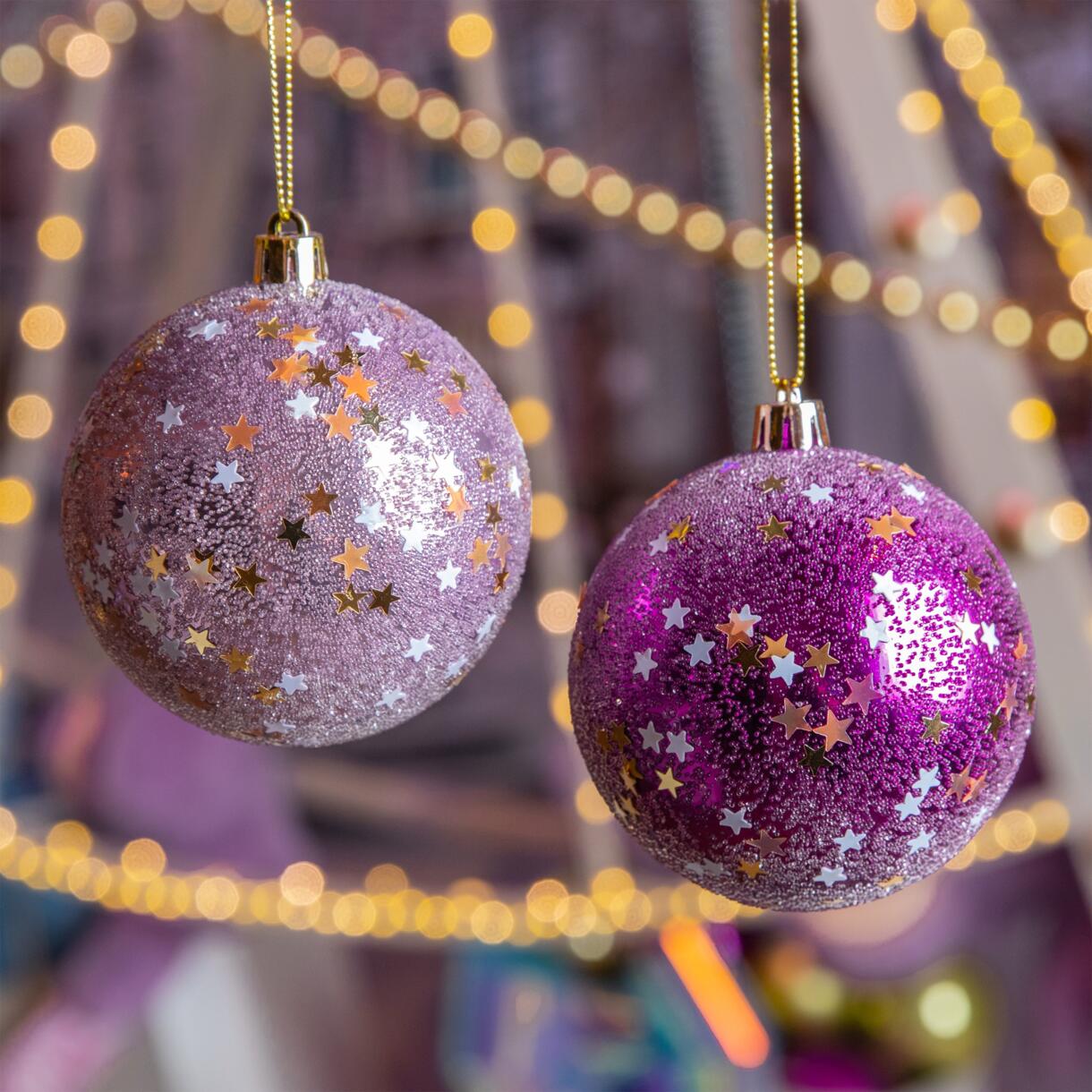 Lote de 12 bolas de Navidad (D80 mm) Préa Violeta 1
