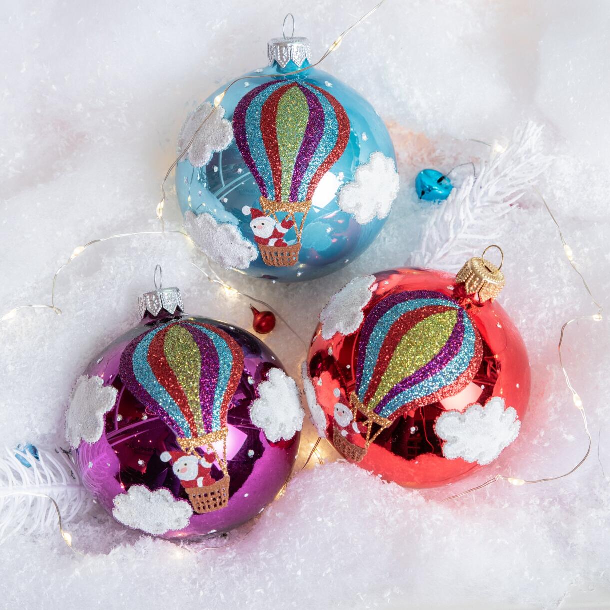 Lote de 6 bolas de Navidad (D80 mm) en verre Montgolfière Multicolor 1