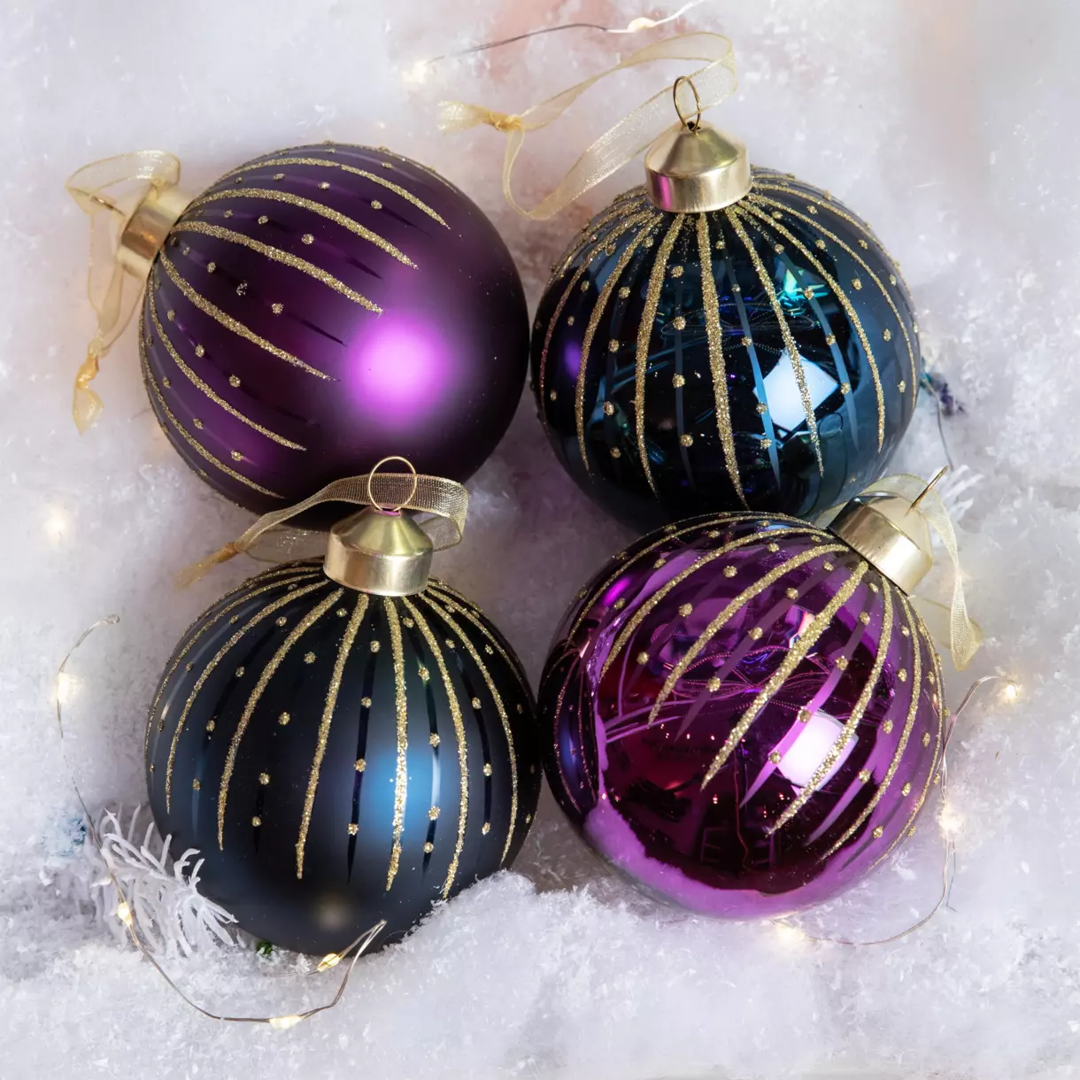Lot de 12 boules de Noël (D80 mm) en verre Tala Violet 1