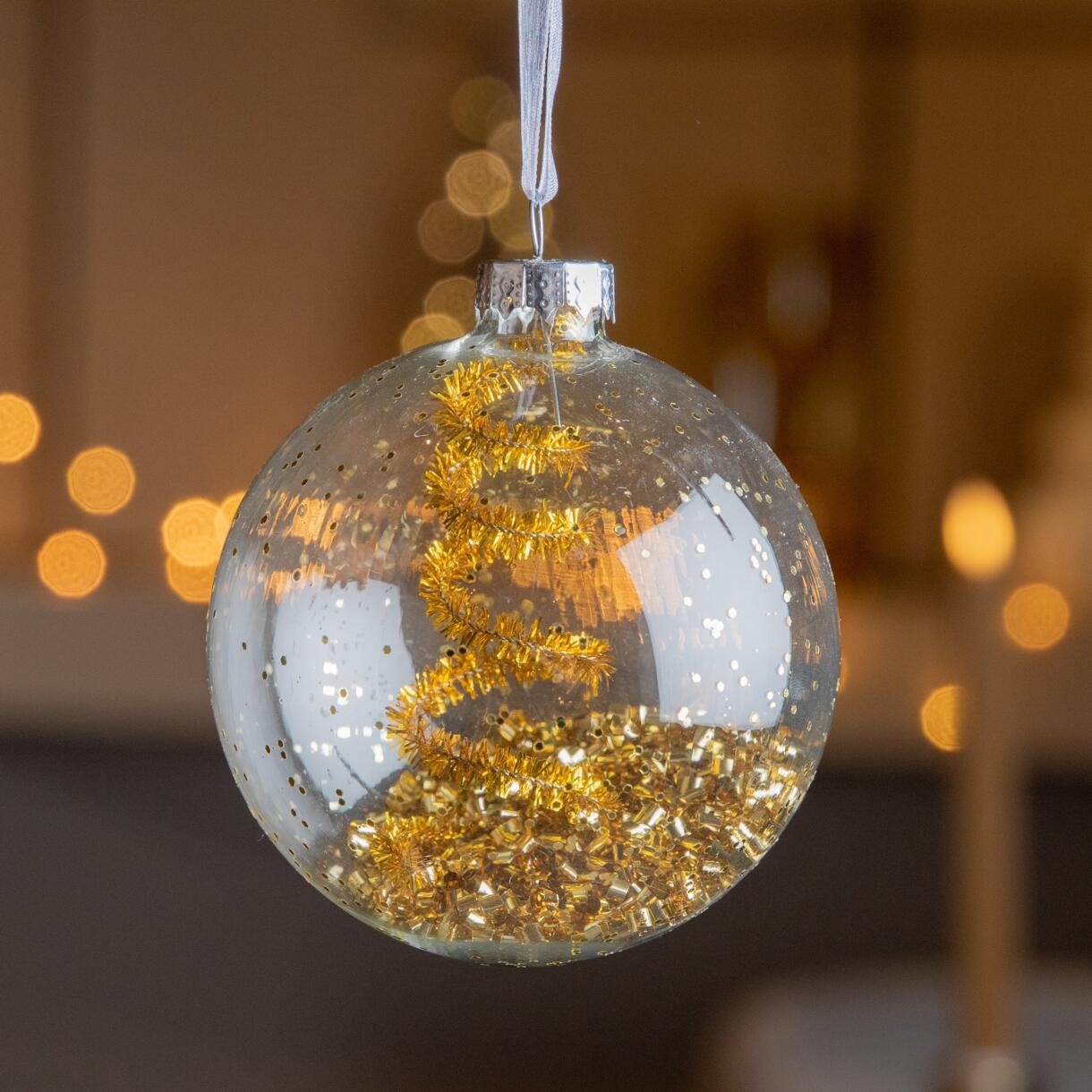 Confezione di 3 palline di Natale (D80 mm) in vetro Lux Oro 1