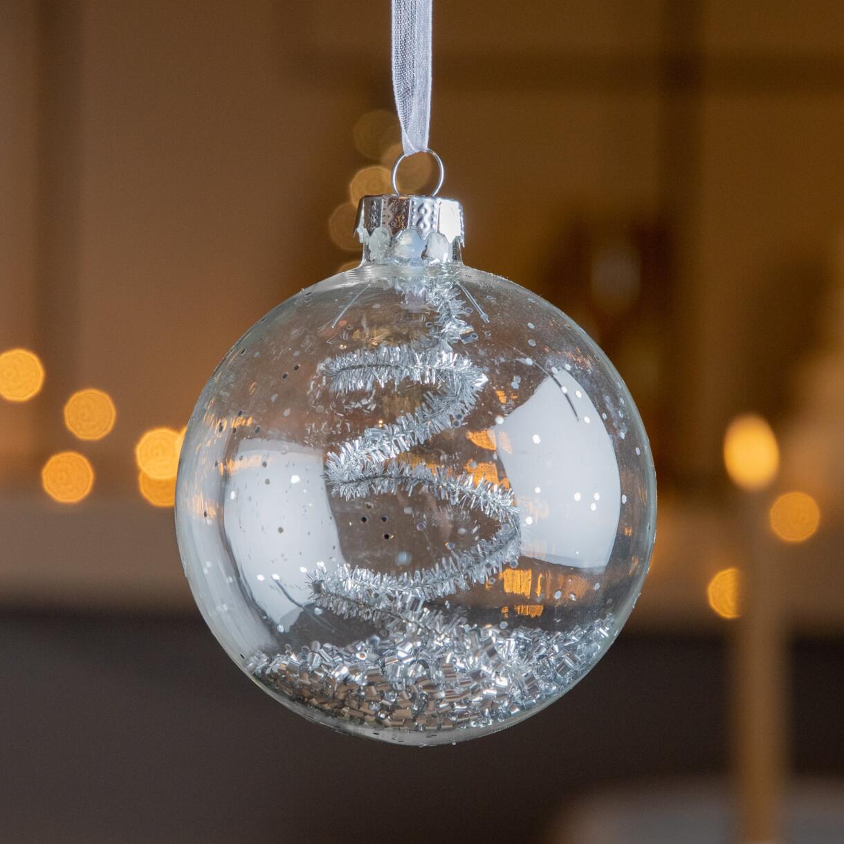 Lot de 3 boules de Noël (D80 mm) en verre Lux Argent 1