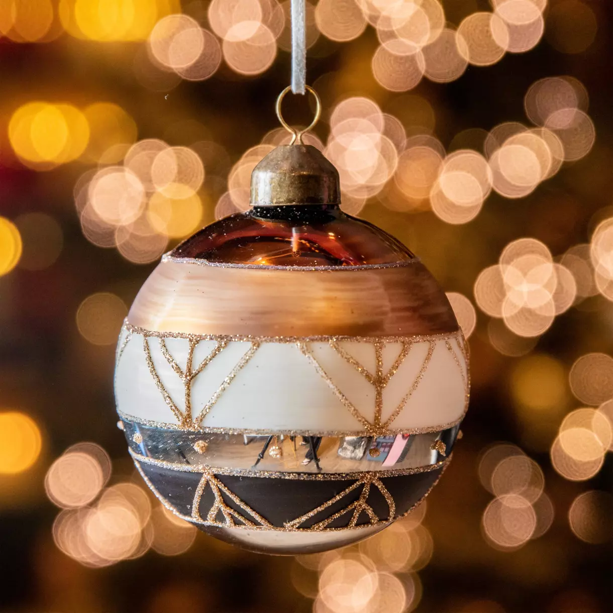 Lot de 12 boules de Noël (D80 mm) en verre Gam Marron 1