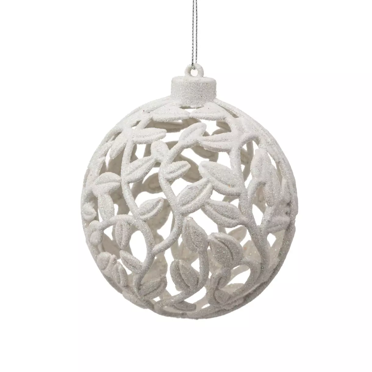 eminza Boule de Noël (D100 mm) Feuillage découpé Blanc