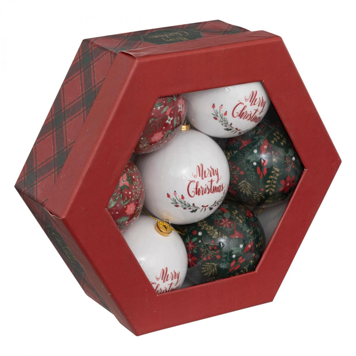 Confezione di 9 palline di Natale (Ø75 mm) Merry Christmas Rosso 1