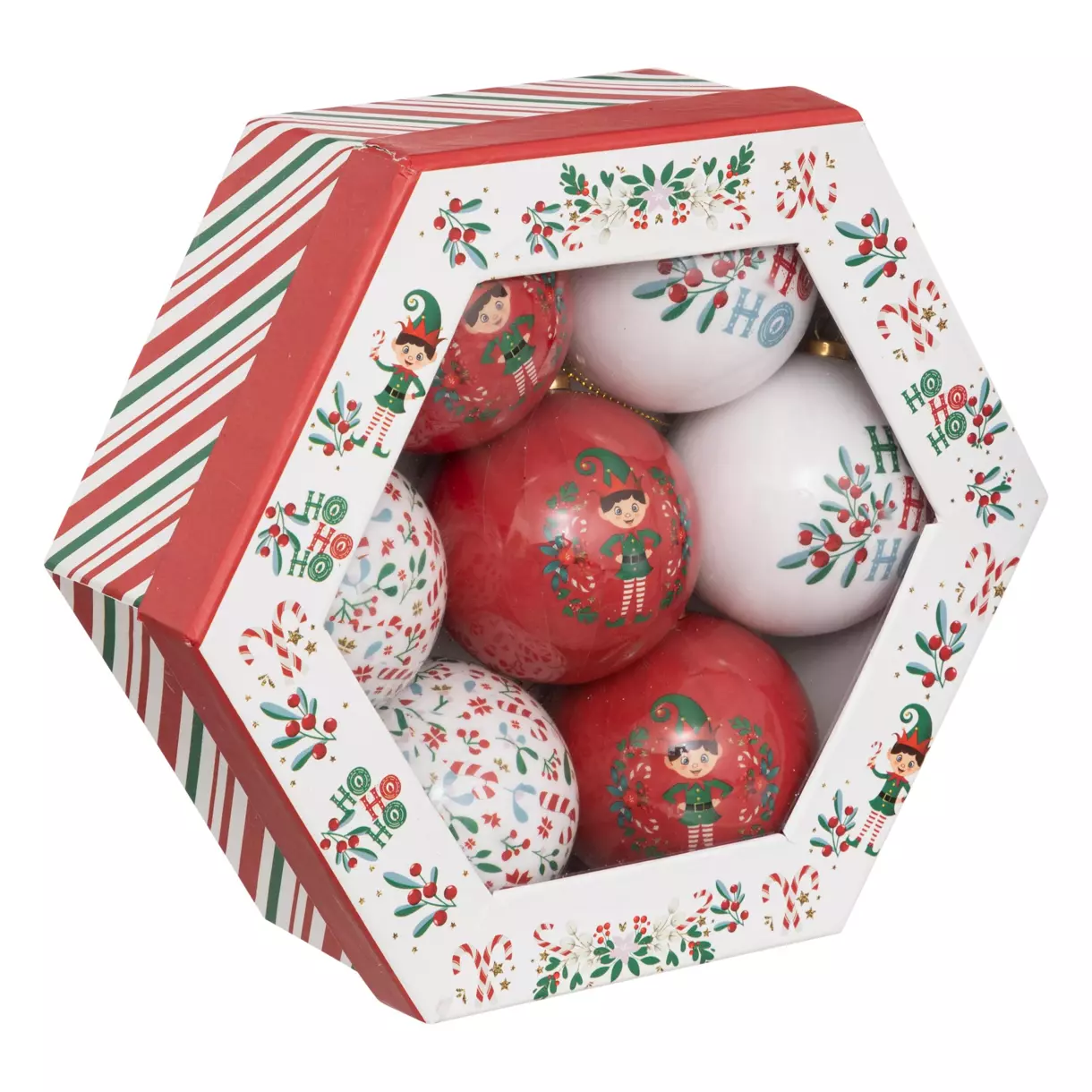 Lot de 9 boules de Noël (D75 mm) Lutin Rouge 1