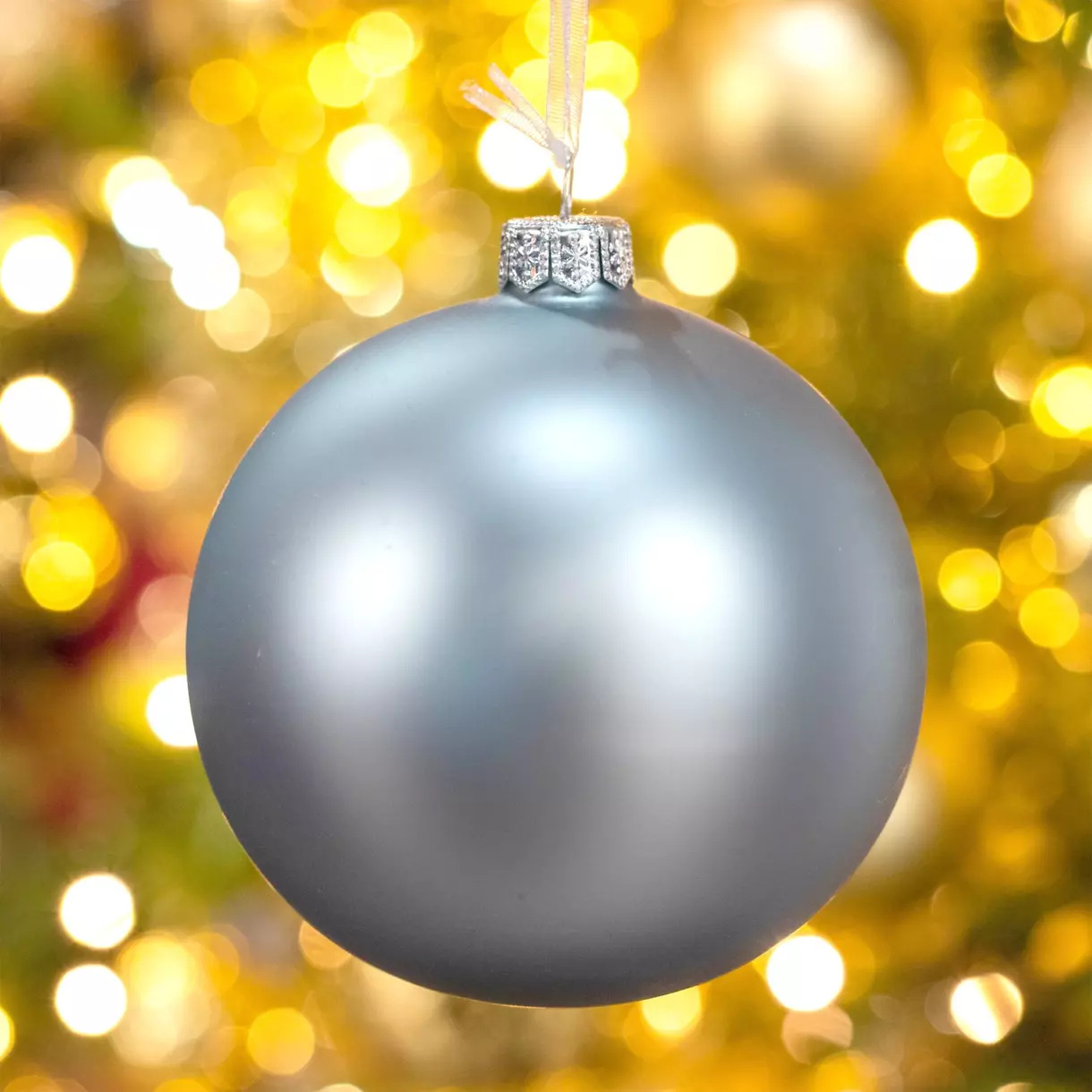 Lotto di 4 palline di Natale di vetro (D100 mm)  	Arctique brillante Blu nebbia 1