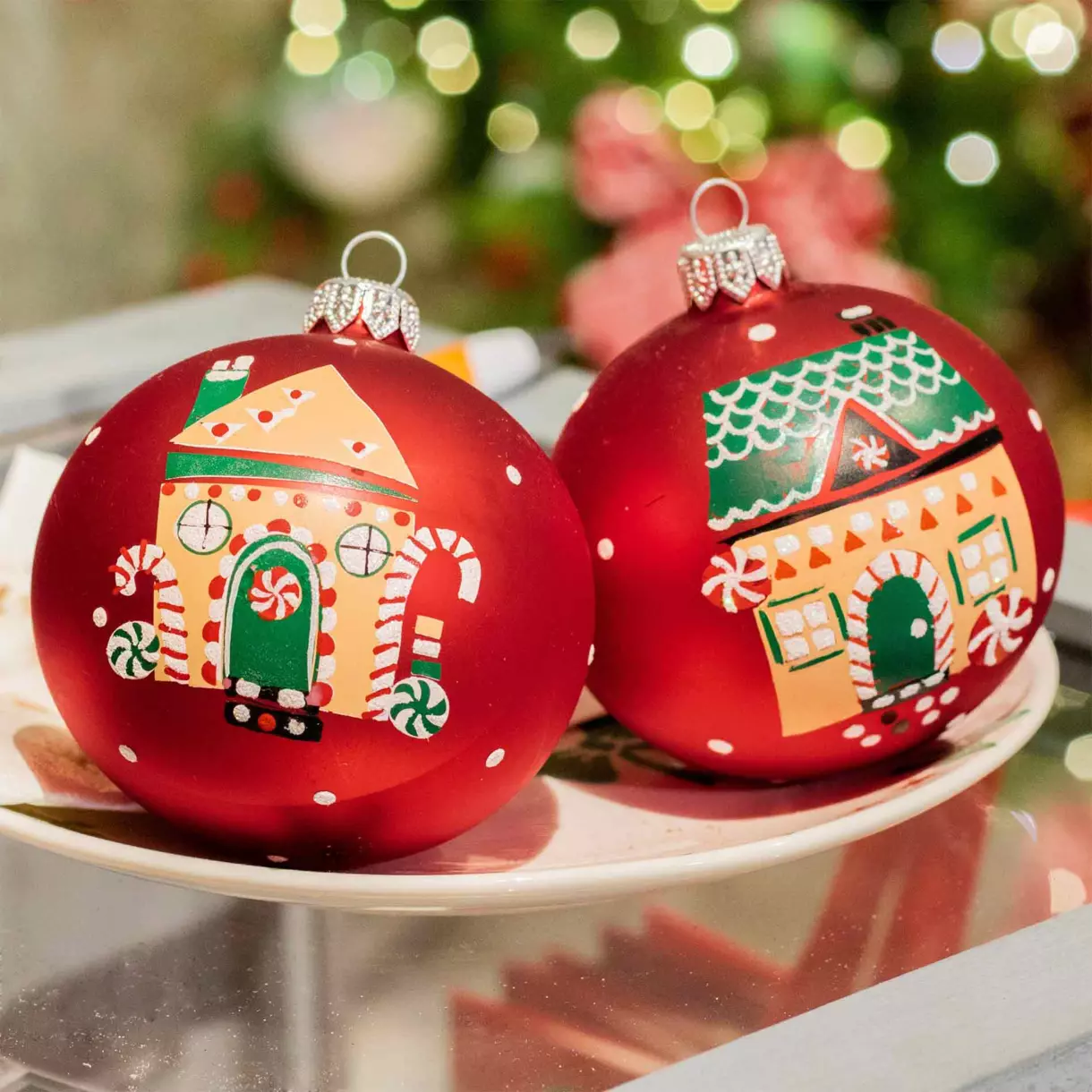 Lote de 6 bolas de Navidad en vidrio (D80 mm) Hansel Rojo  1