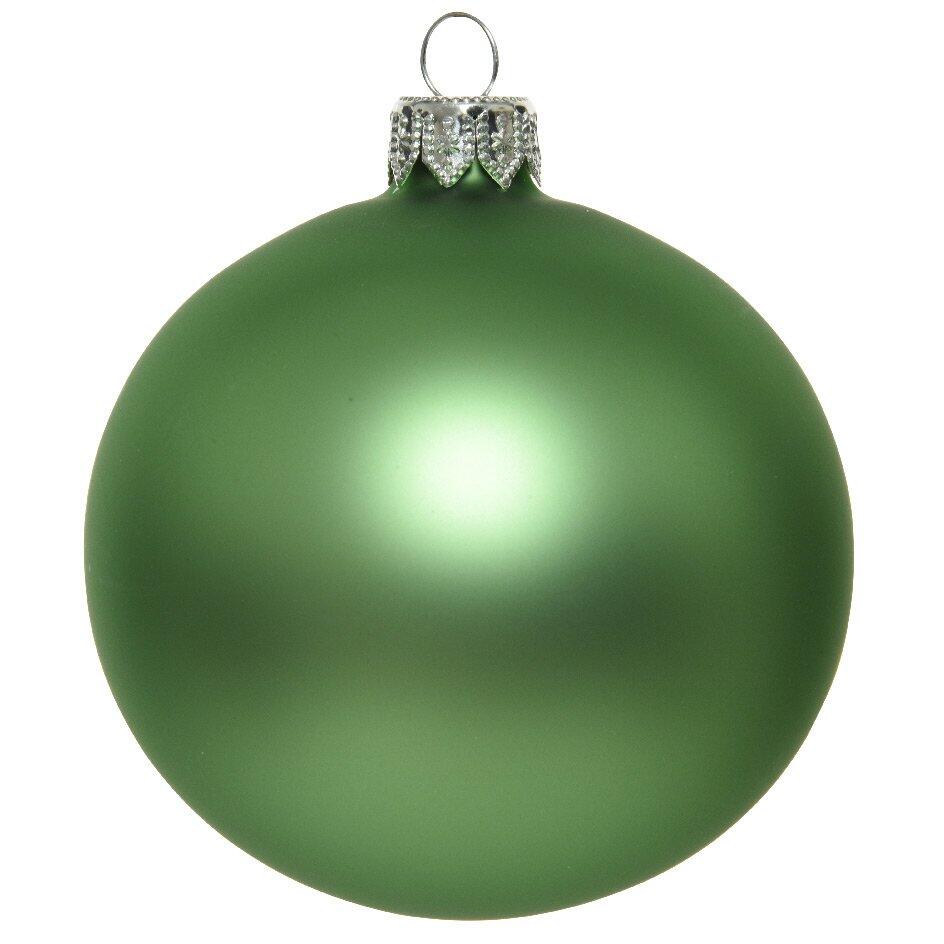 Lotto di 4 palline di Natale di vetro (D100 mm) Arctique opache Verde vischio 1