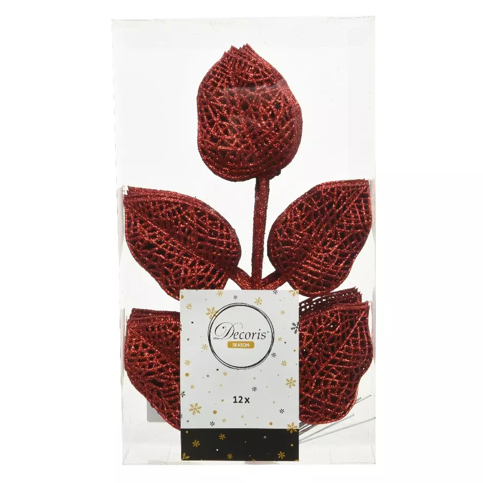 Set van 12 bladeren Alpine hangdecoratie Rood 1