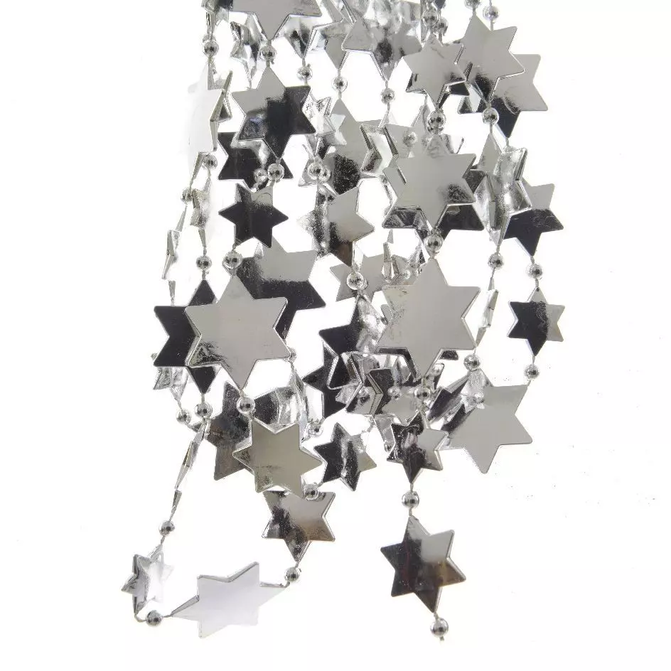 Guirnalda de Navidad estrella/perla Alpine Plata 1