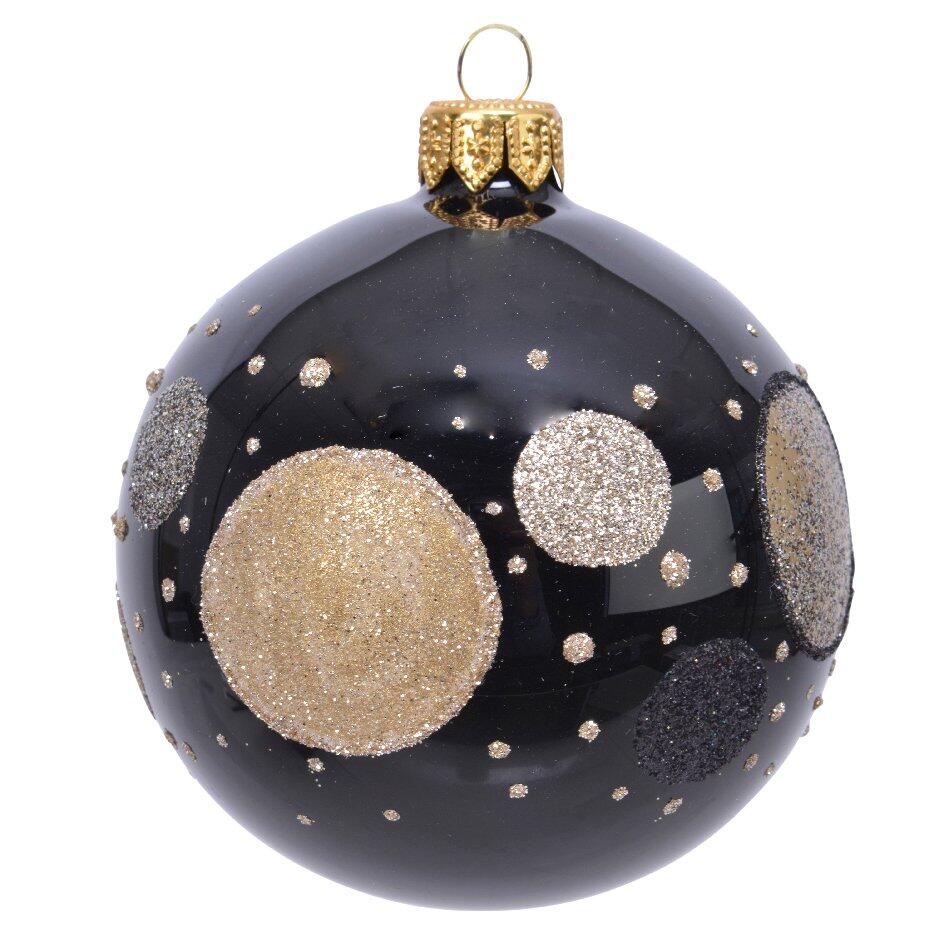Lot de 6 boules de Noël en verre (D80 mm) Dots Noir  1