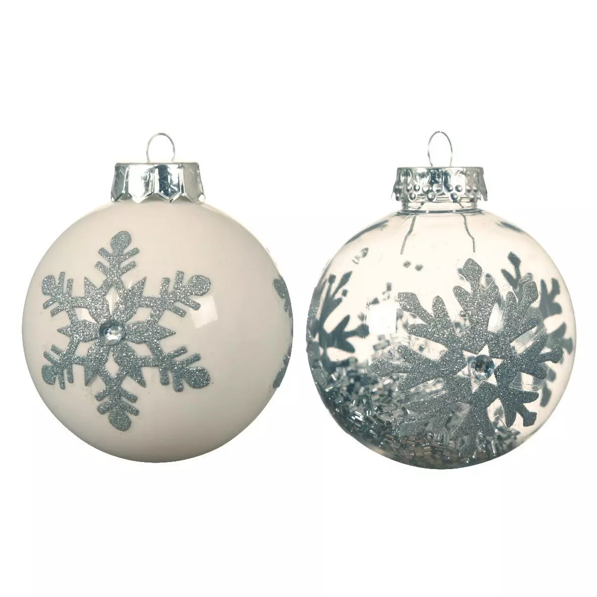 Lot de 12 boules de Noël (D80 mm) Paty Blanc 1