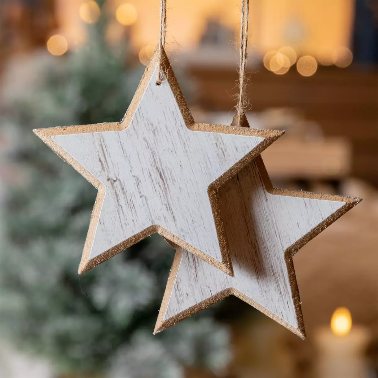Lote de 2 estrellas de Navidad para suspender de Navidad Tea Blanco
1