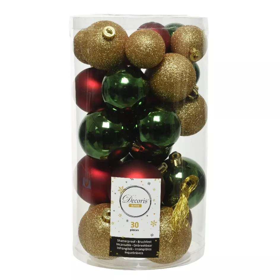 Lot de 30 boules de Noël Alpine mix couleurs  Or / Vert sapin 1