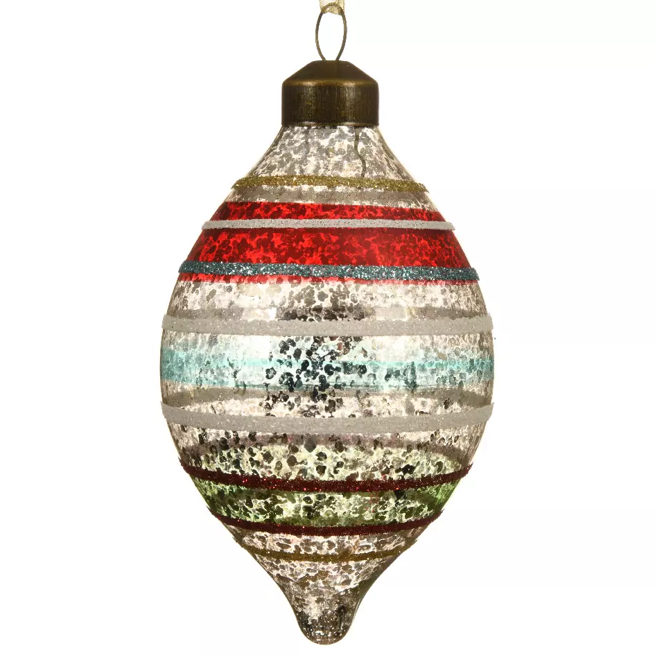Lote de 2 bolas de Navidad en vidrio (D100 mm) olivas antigua Multicolor 1