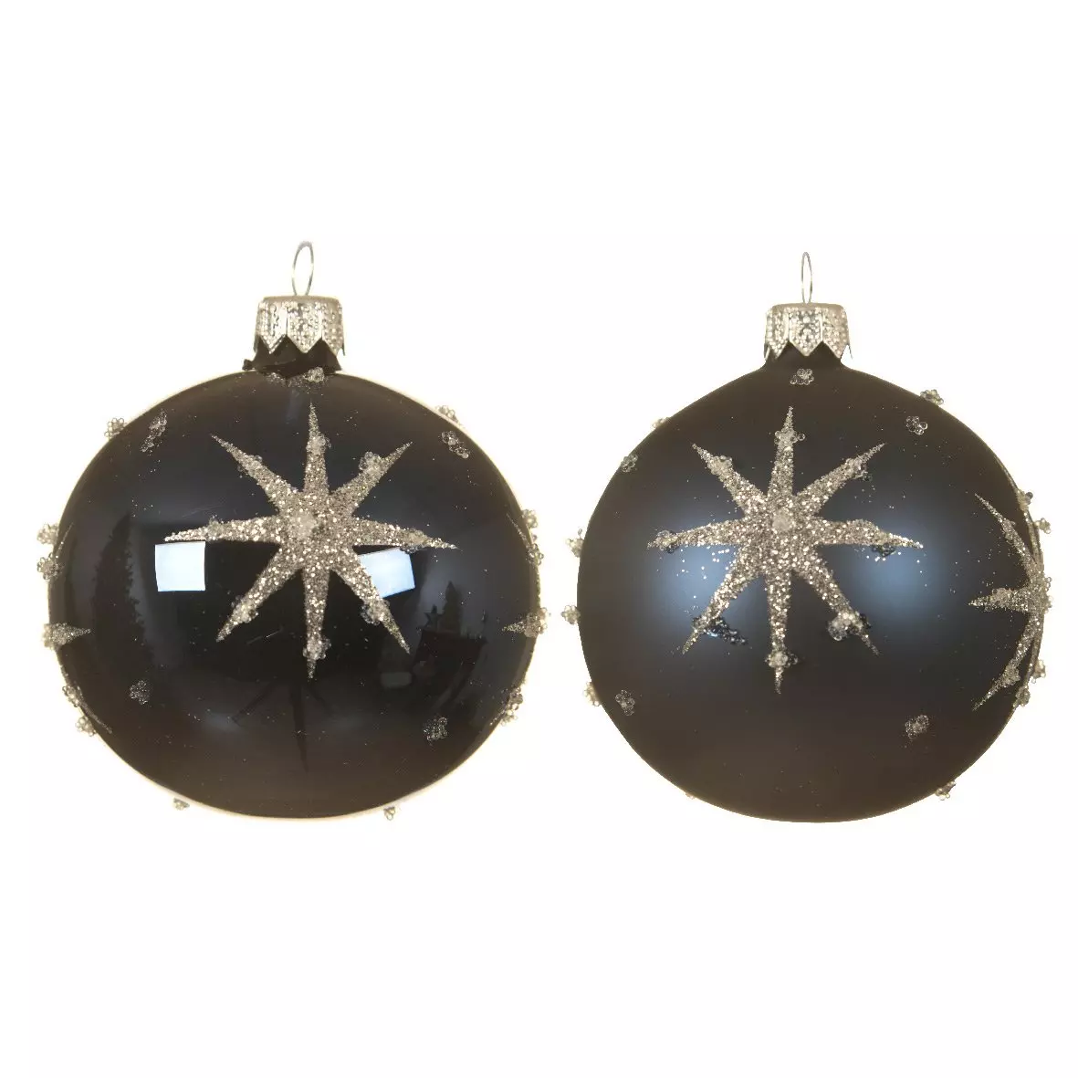 Lote de 6 bolas de Navidad en vidrio (D80 mm) Astre Azul noche  1