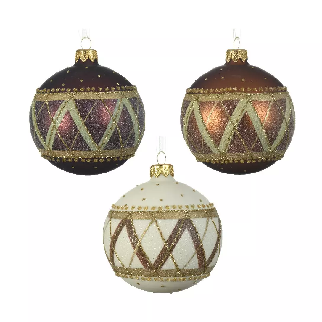 Lot de 6 boules de Noël en verre Elia Cannelle 1