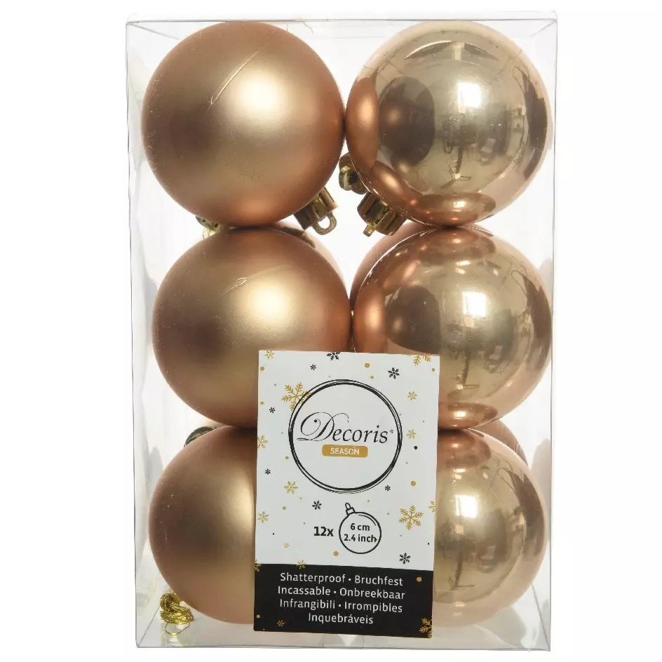 Lot de 12 boules de Noël (D60 mm) Alpine Caramel 1