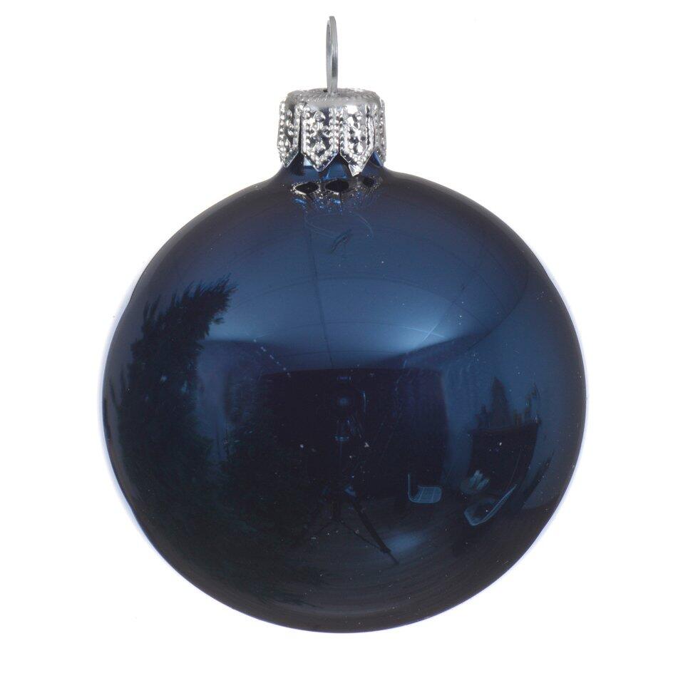 Lote de 4 bolas de Navidad en vidrio (D100 mm) Arctique brillantes Azul noche  1