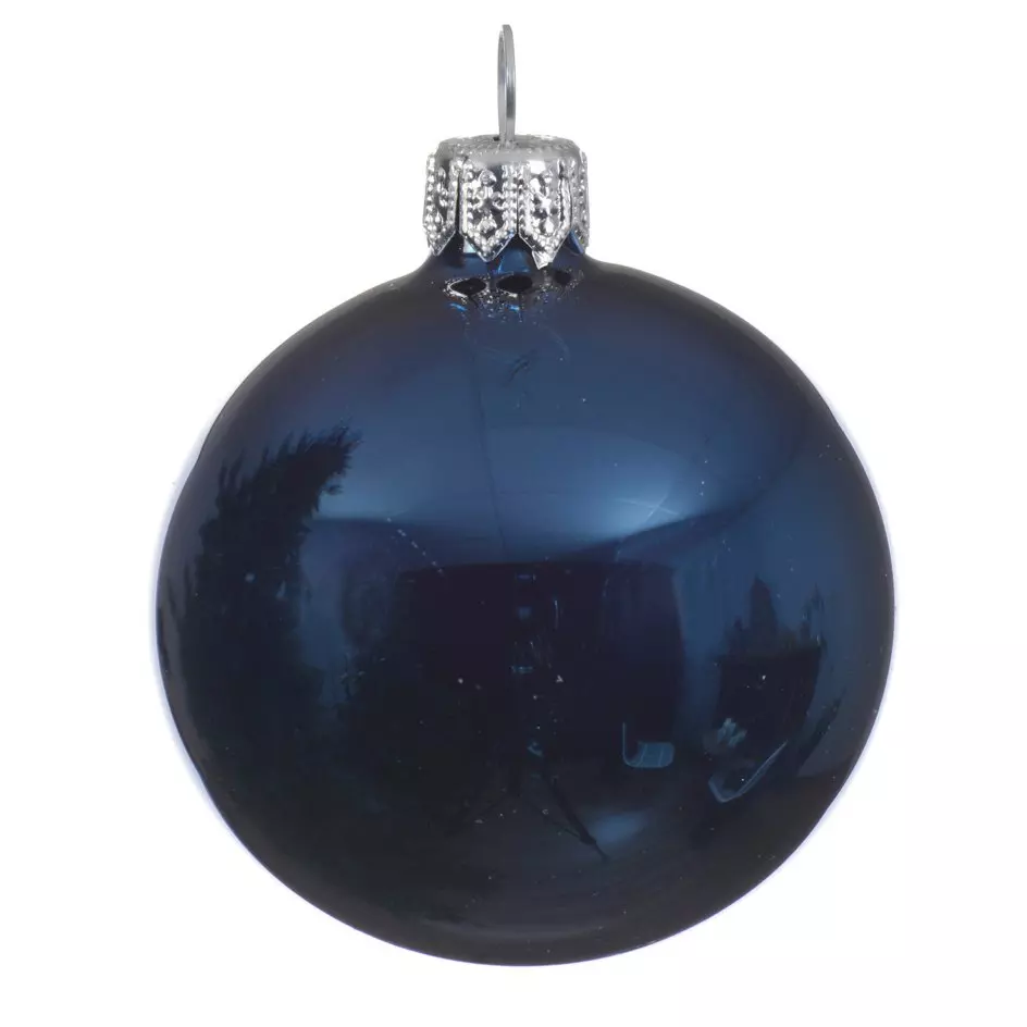 Lote de 4 bolas de Navidad en vidrio (D100 mm) Arctique brillantes Azul noche 1
