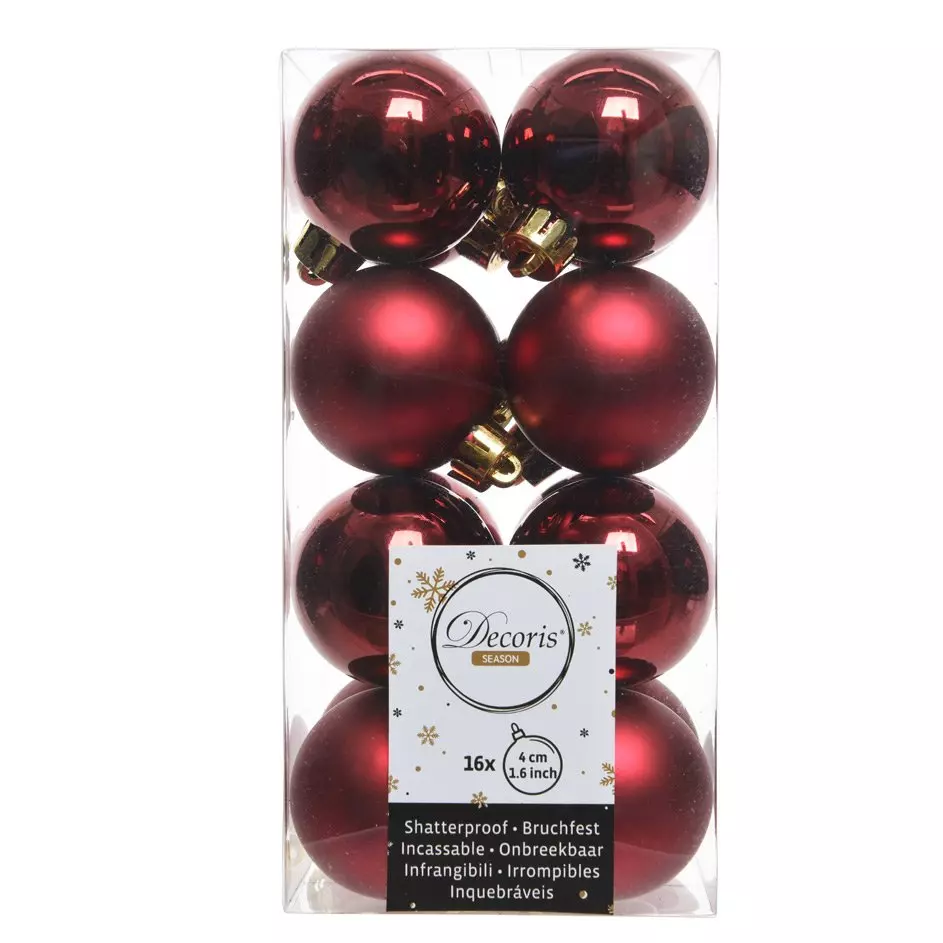 Set van 16 kerstballen (D40 mm) Alpine Bordeauxrood 1