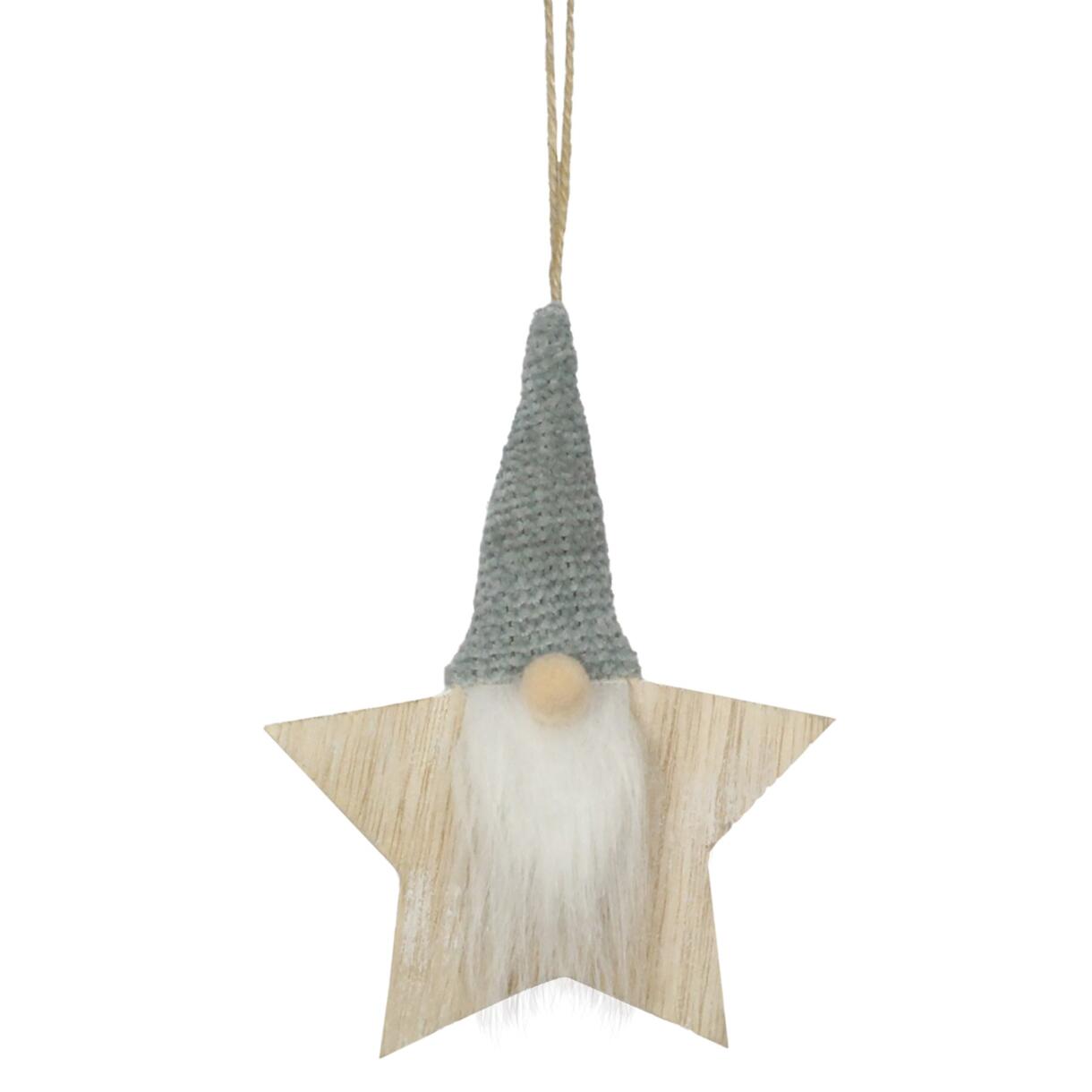 Estrella de Navidad para colgar Papa Noel en madera Gris 1