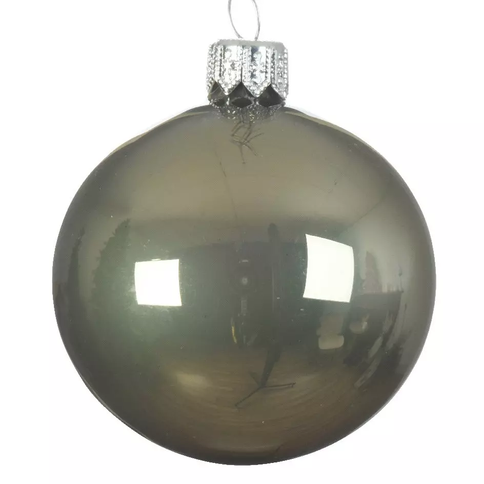Set van 6 glazen kerstballen (D80 mm) Arctique brillantes Mosgroen  1