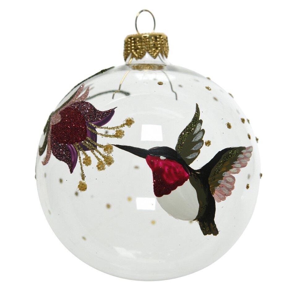 Lotto di 6 palline di Natale di vetro (D80 mm) Oiseau butineur Trasparente 1