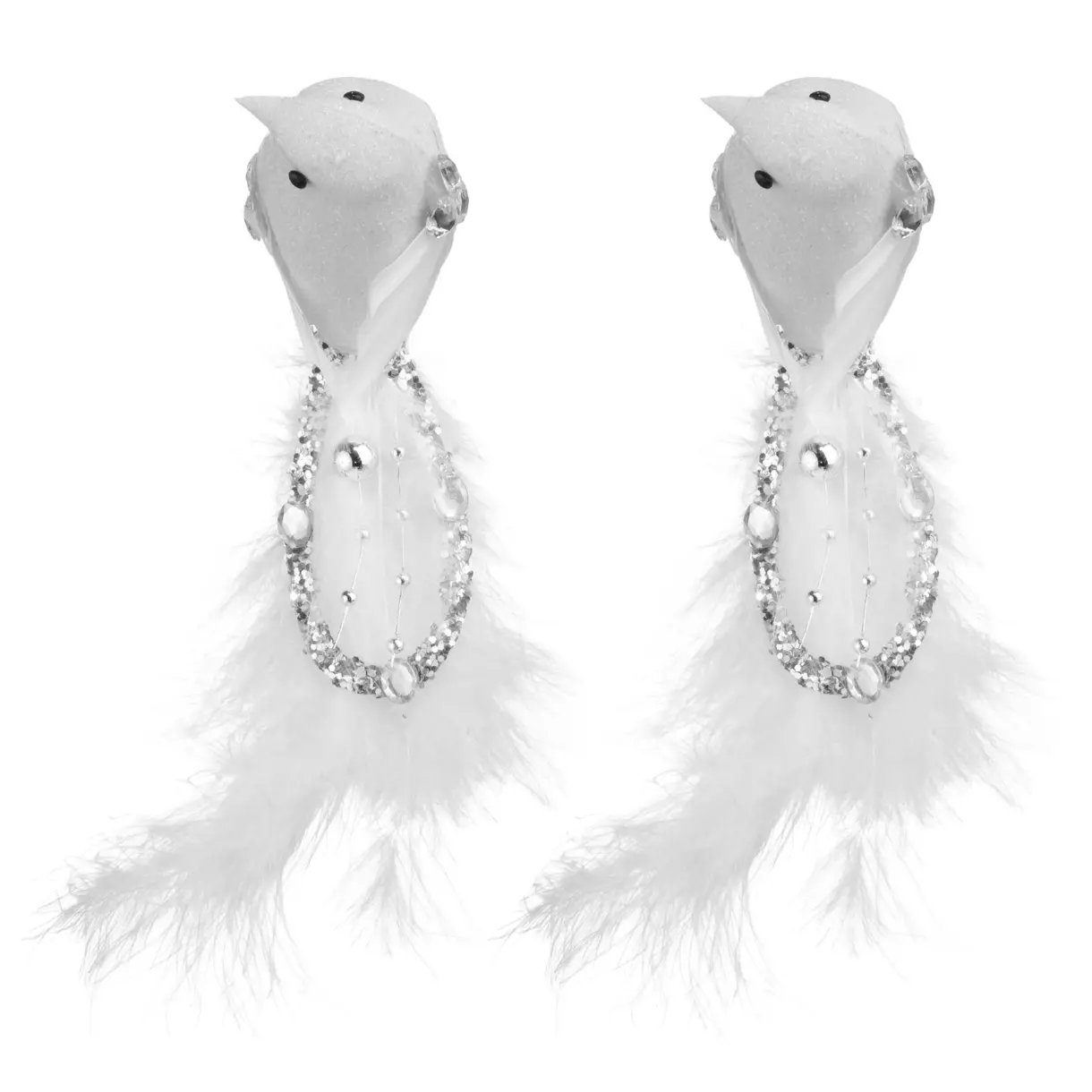 Lote de 2 pájaros Leandro sobre pinza Blanco 1