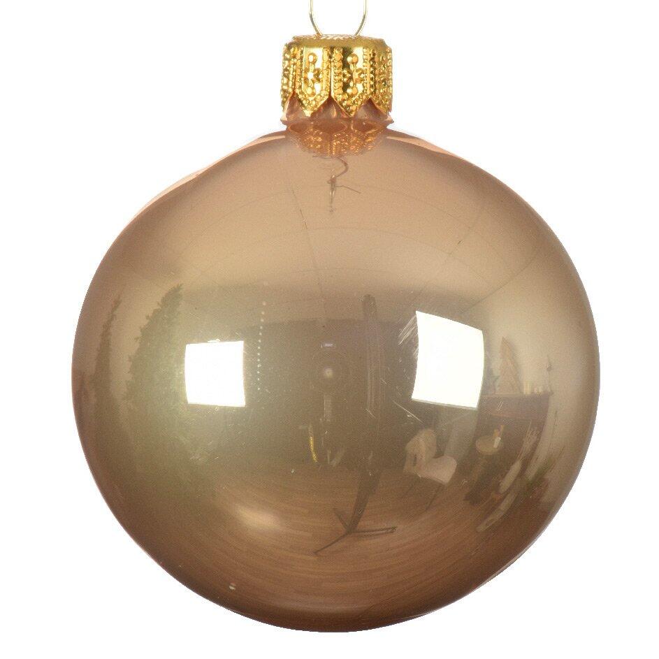 Lotto di 6 palline di Natale di vetro (D80 mm) Arctique lucide Caramello 1