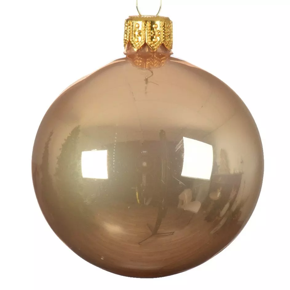 Lote de 6 bolas de Navidad en vidrio (D80 mm) Artico  Caramelo  1