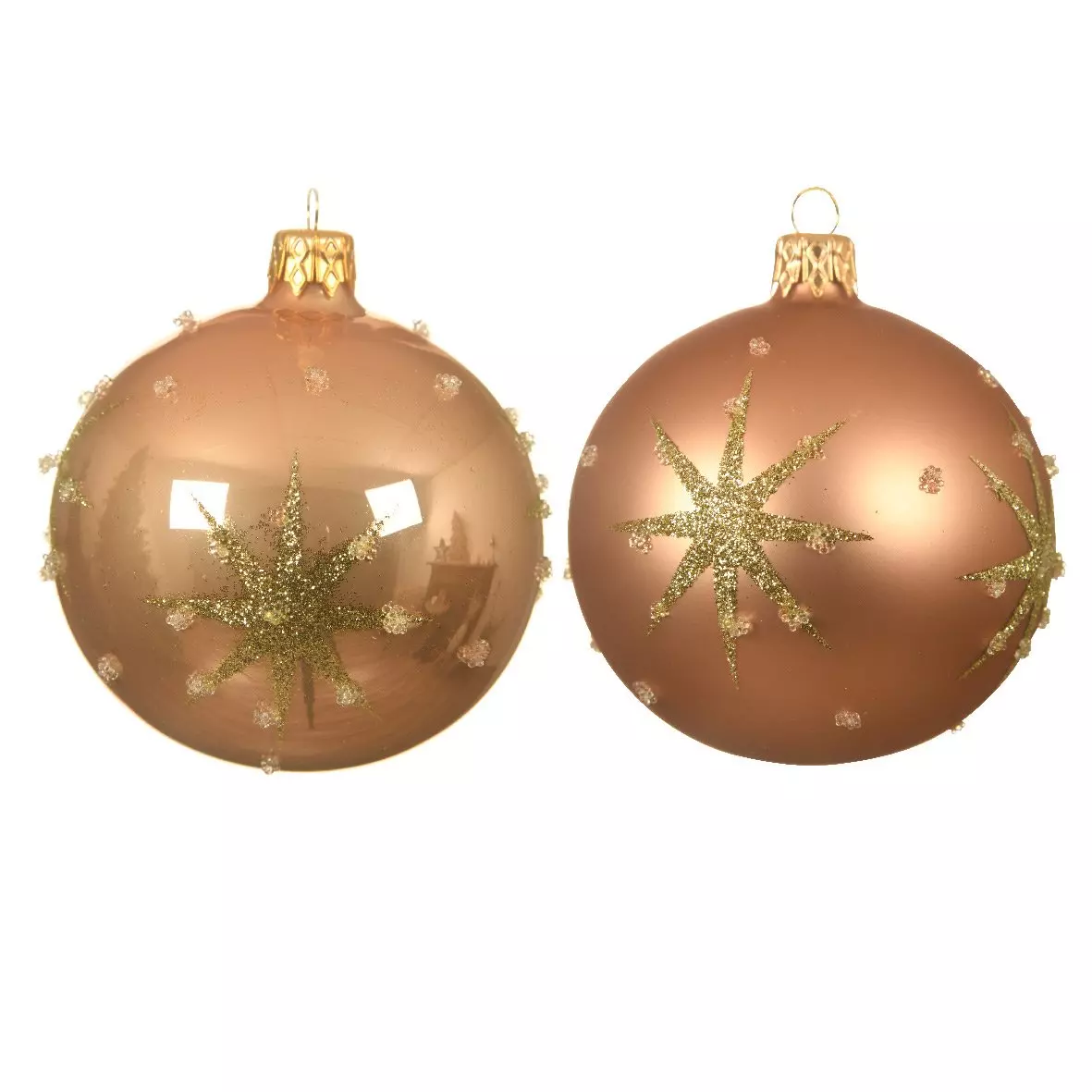 Lot de 6 boules de Noël en verre (D80 mm) Astre Caramel  1