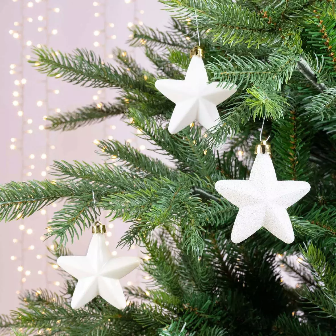 Set van 6 kerststerren Alpine wolwit 1
