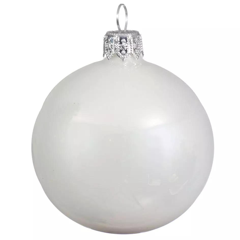 Lote de 4 bolas de Navidad en vidrio (D100 mm) Arctique brillantes Blanco  1