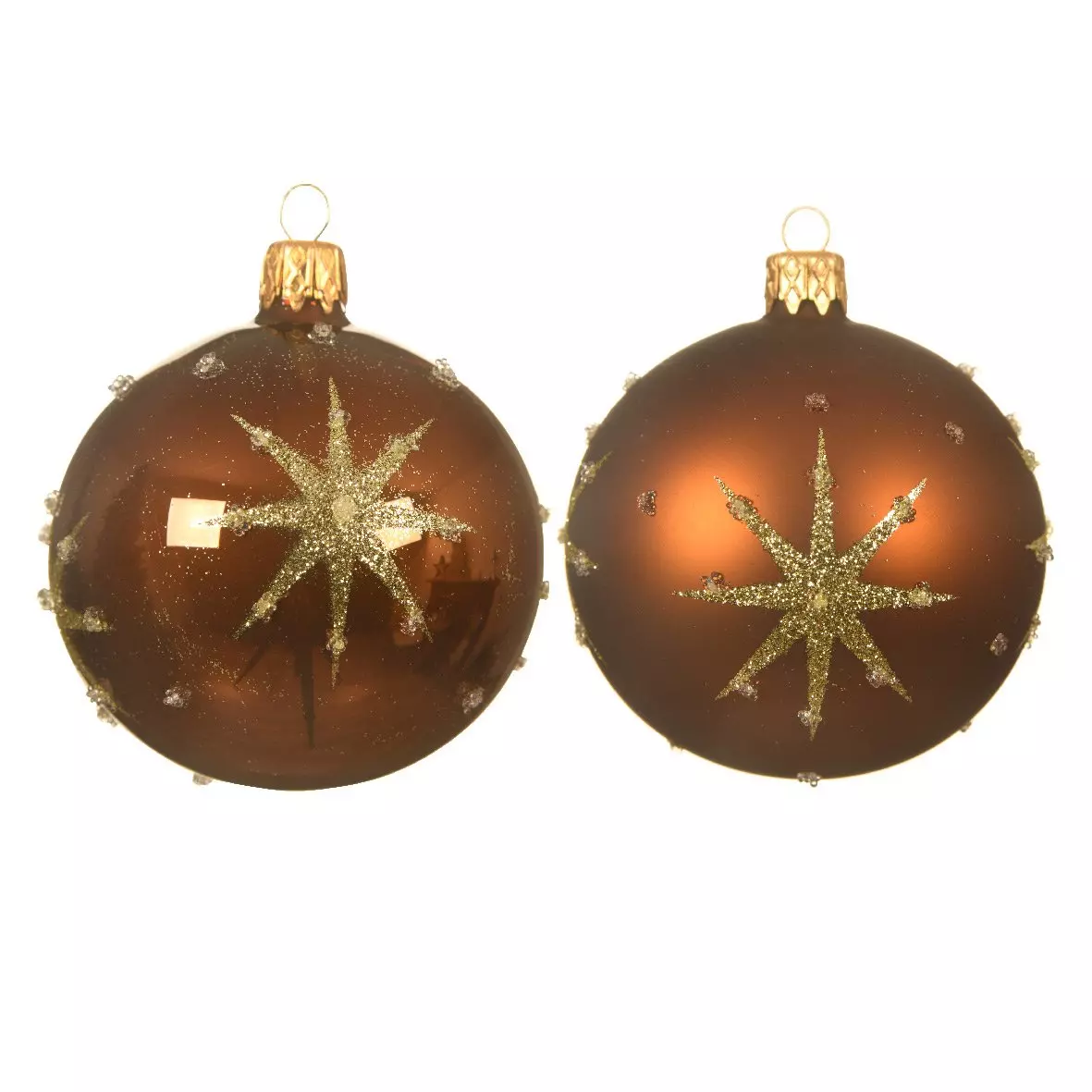 Lote de 6 bolas de Navidad en vidrio (D80 mm) Astre Canela  1
