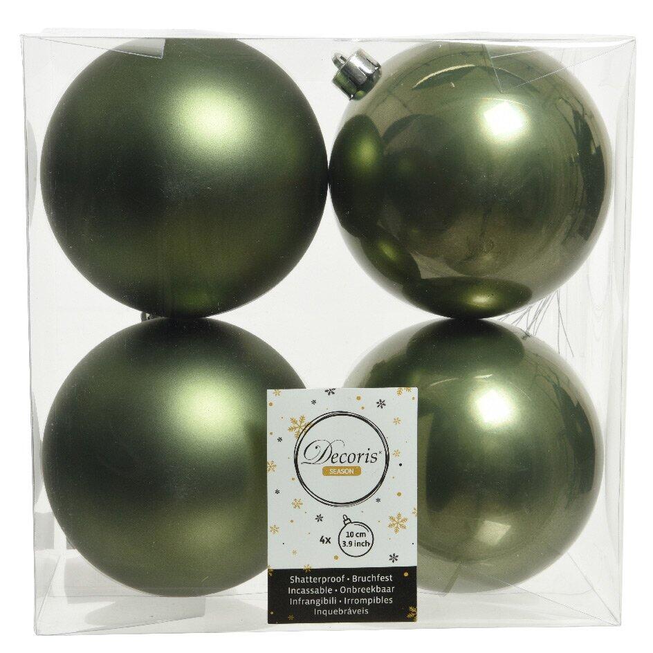 Confezione di 4 palline di Natale (D100 mm) Alpine Verde muschio 1