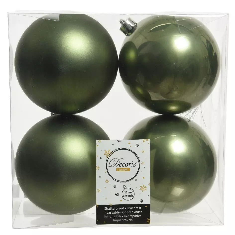 Lot de 4 boules de Noël (D100 mm) Alpine Vert mousse 1
