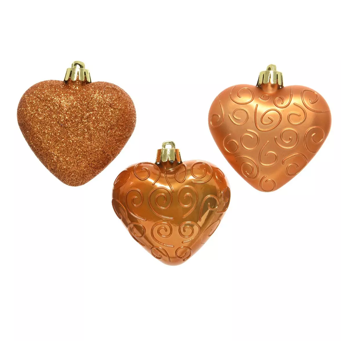 Lote de 6 corazones de Navidad para colgar Alpine Ambar 1
