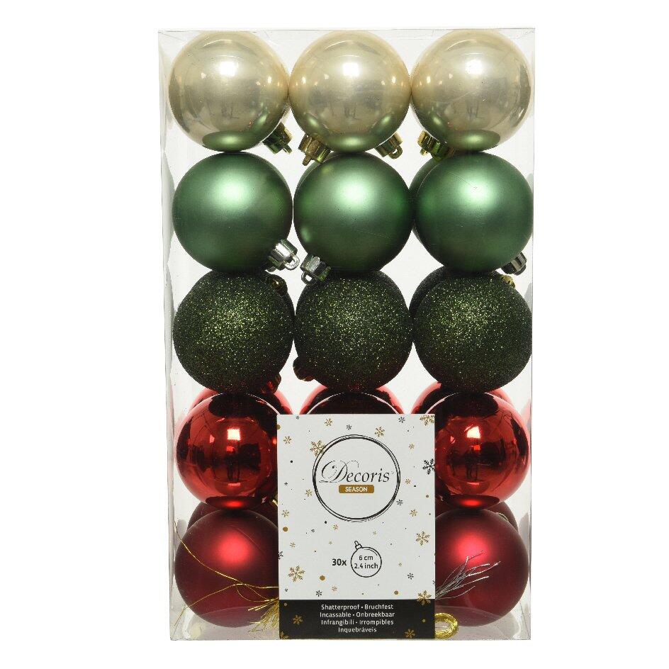 Set van 30 kerstballen (D60 mm) Alpine multi Saliegroen 1