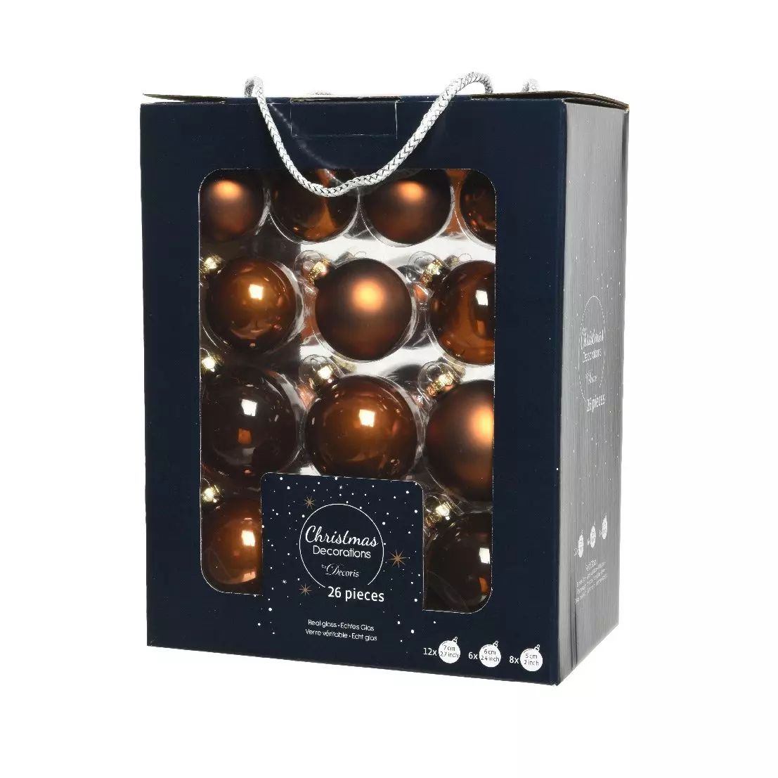 Lot de 26 boules de Noël (D70 mm) (D60 mm) (D50 mm) Cristal Cannelle 1