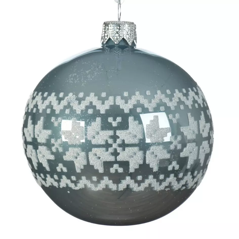 Lote de 6 bolas de Navidad en vidrio (D80 mm) Nordic Azul pastel 1