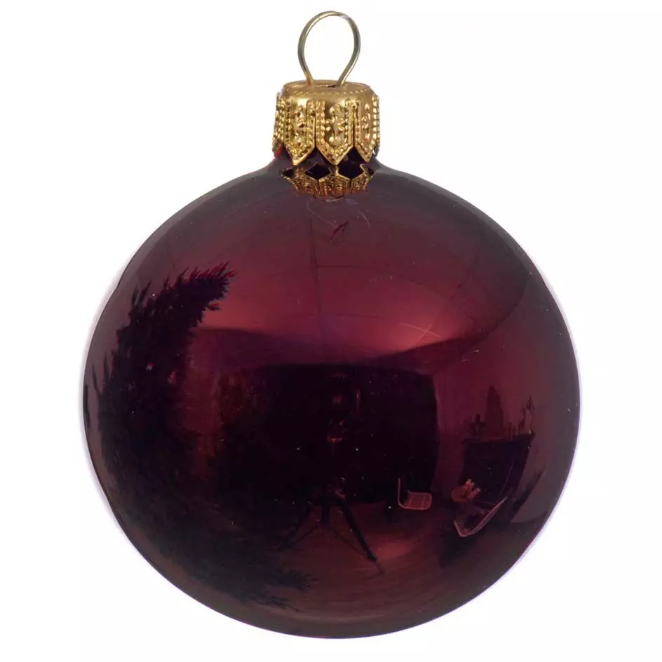 Lote de 6 bolas de Navidad en vidrio (D80 mm) Artico  Burdeos  1