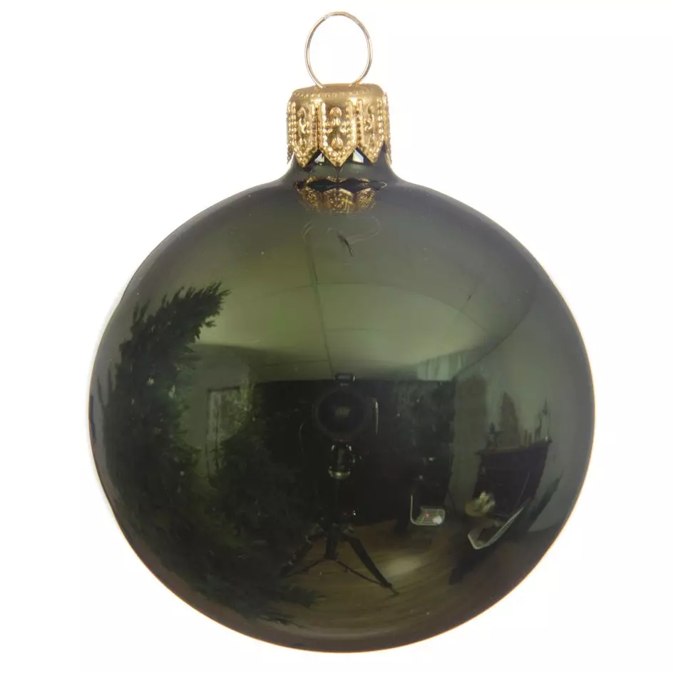 Lote de 6 bolas de Navidad en vidrio (D80 mm) Artico  Verde  1