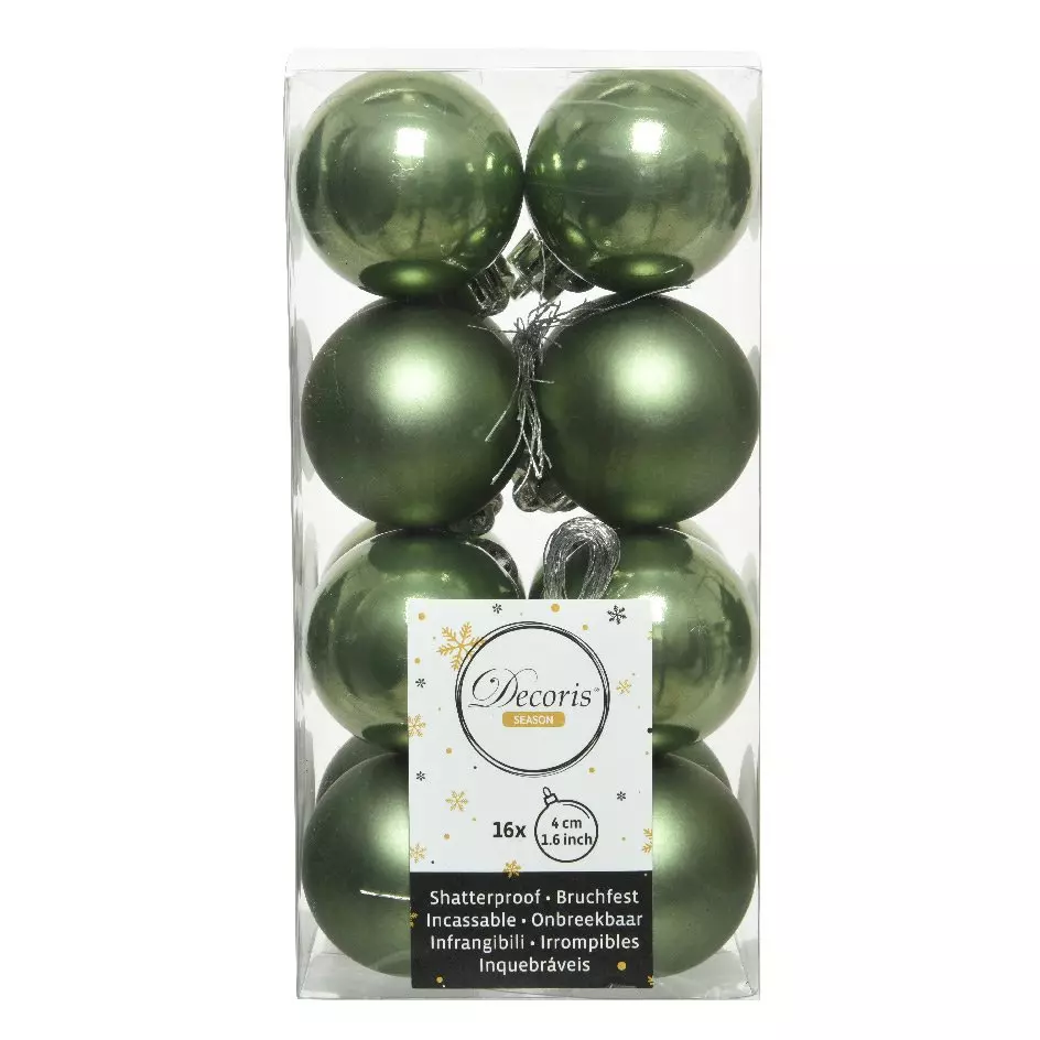 Lote de 16 bolas de Navidad (D40 mm) Alpine Verde musgo 1