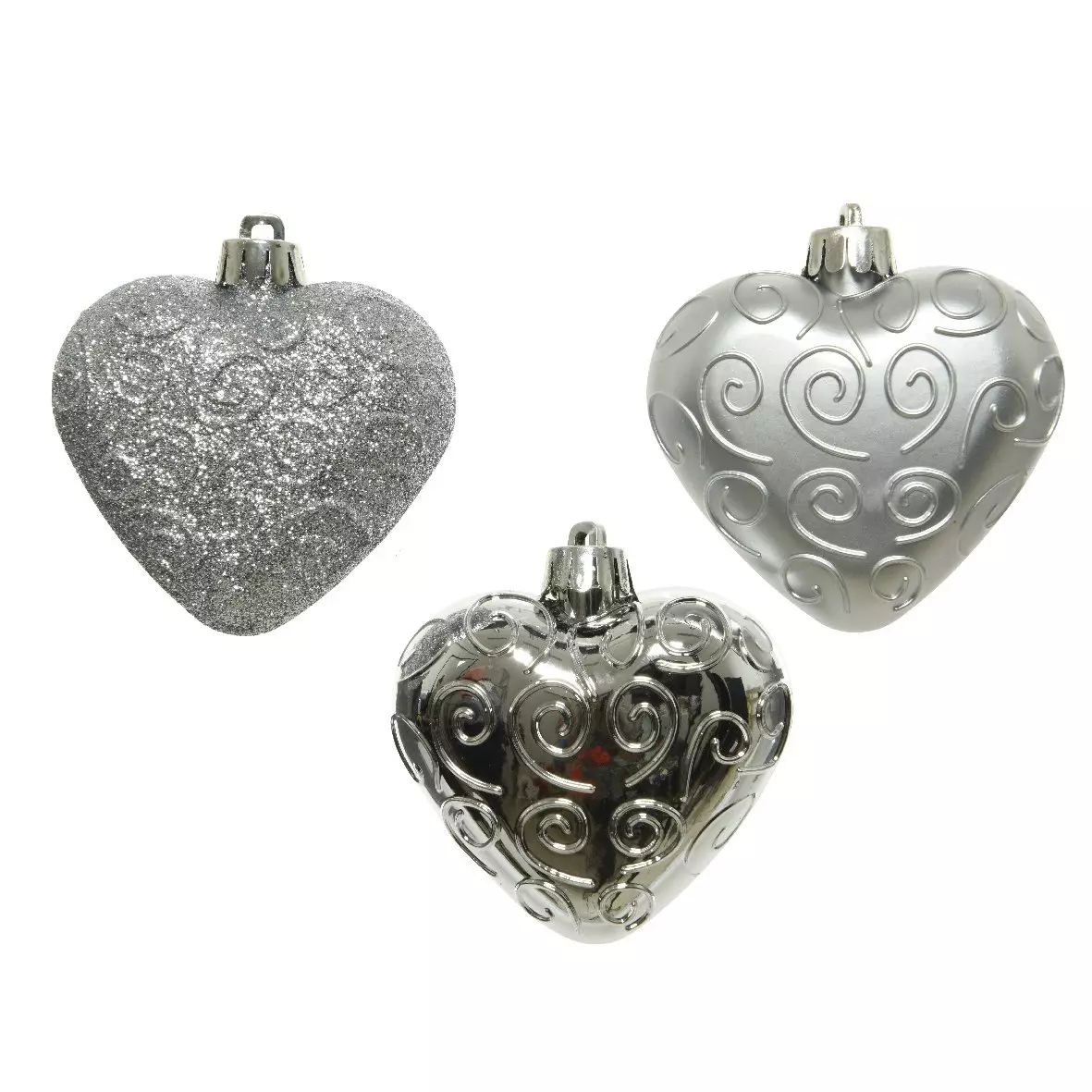 Set van 6 kersthartjes Alpine hangdecoratie zilver 1