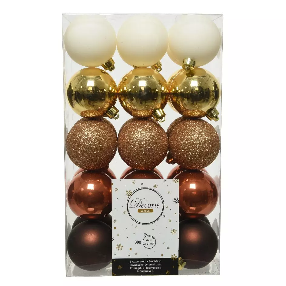 Lote de 30 bolas de Navidad (D60 mm) Alpine multi Camel 1